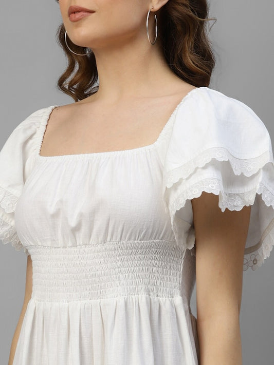 Women's White Flare Short Dress
