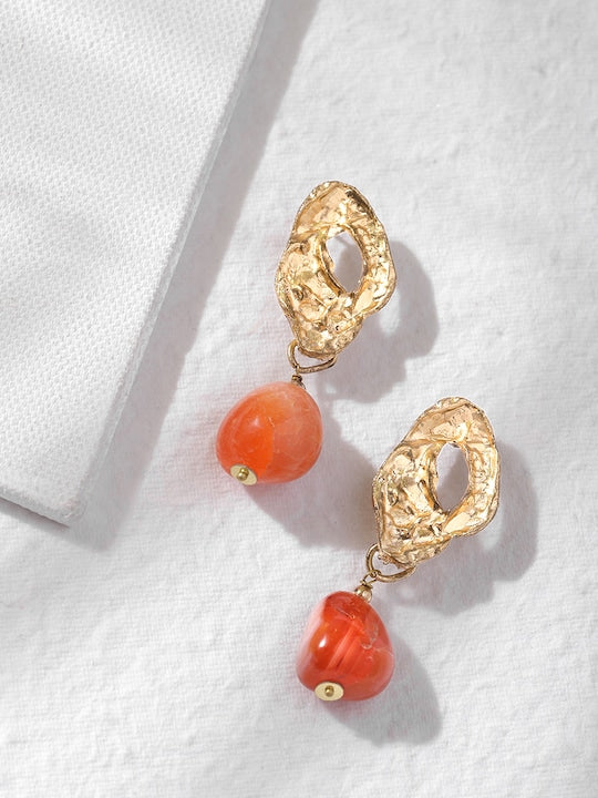 Peach-Coloured Rose Gold Contemporary Drop Earrings