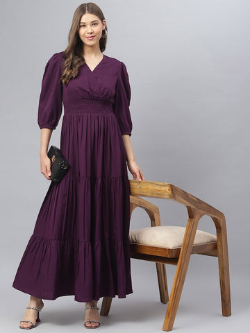 Purple Long Tiered Dress
