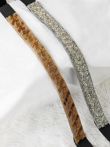 Women's Pack Of 2 Silver Gold-Toned Embellished Belt