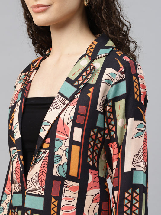 Abstract Single Breasted Blazer