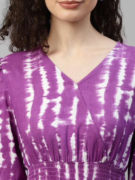 Lavender Tie & Dye Women's Maxi Tiered Dress