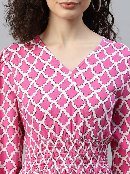 Geometrical Printed Tiered Maxi Dress