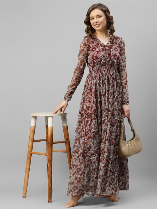 Floral Print Maxi Tiered Dress main image 0