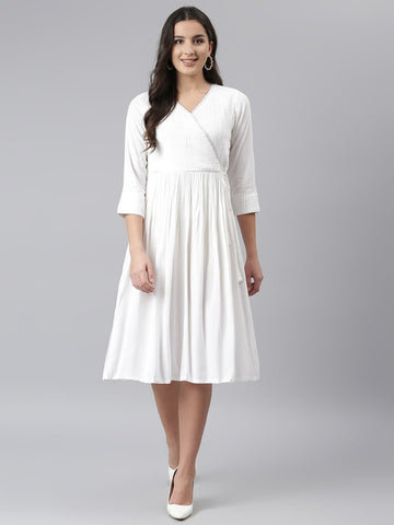 White Ethnic Midi Dress