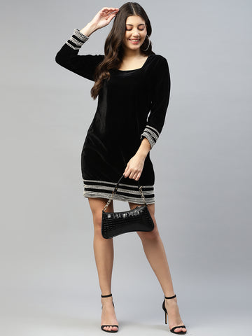 black velvet women mini dress