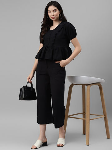 Solid Black Pants With Pockets