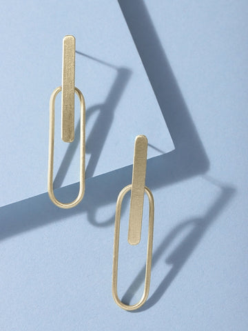 Structured Gold-Toned Contemporary Drop Earrings