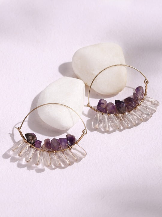Purple White Circular Hoop Earrings