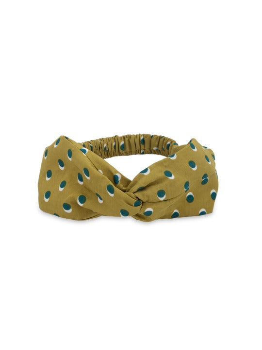 Women's Green Geometric Printed Knot Elastic Headband