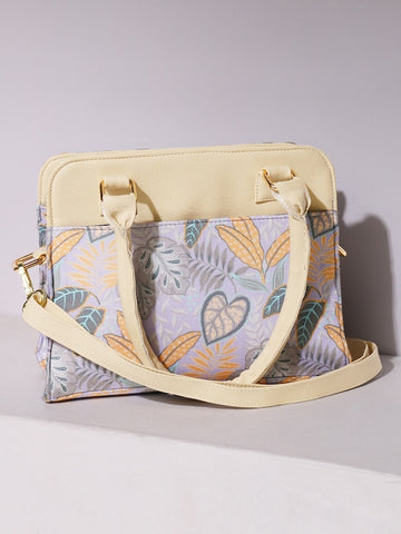 Lavender Printed Structured Handbag