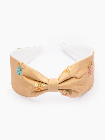 Women's Beige Blue Embellished Hairband