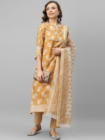 Women's Yoke Design Kurta Set With Dupatta