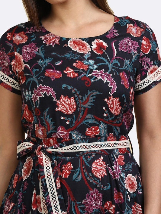 Floral Dress With Lace Detail