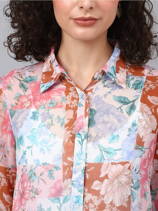 Women Floral Chiffon Shirt