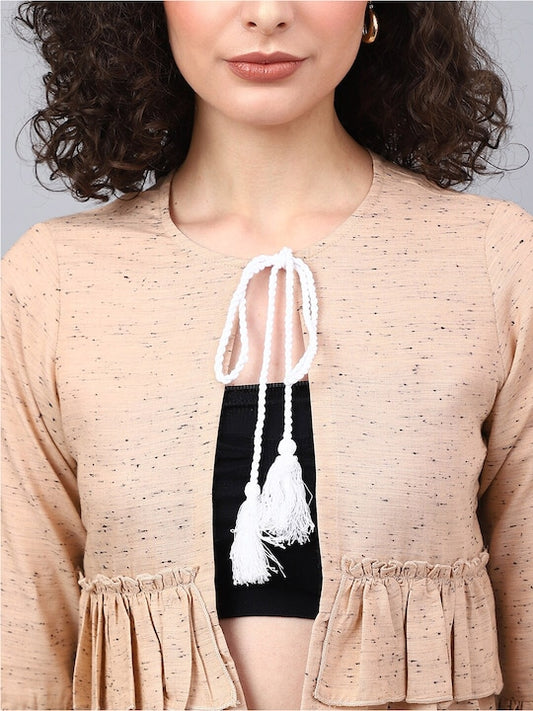 Women's Printed Rayon Tie-Up Crop Shrug