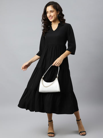 Black A-Line Midi Dress