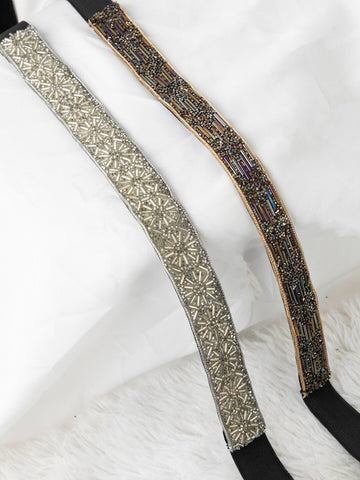 Women's Gold-Toned Embellished 2 PU Belt