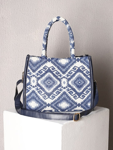 Dark Blue African Geometrical Printed Mini Bag