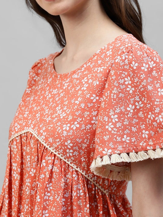 Front Gathered Floral Top