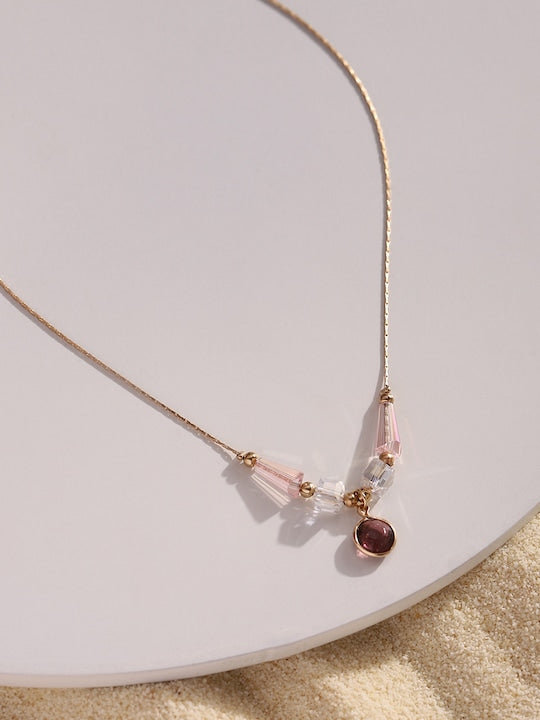 Purple Stone Rose Gold-Plated Women's Necklace