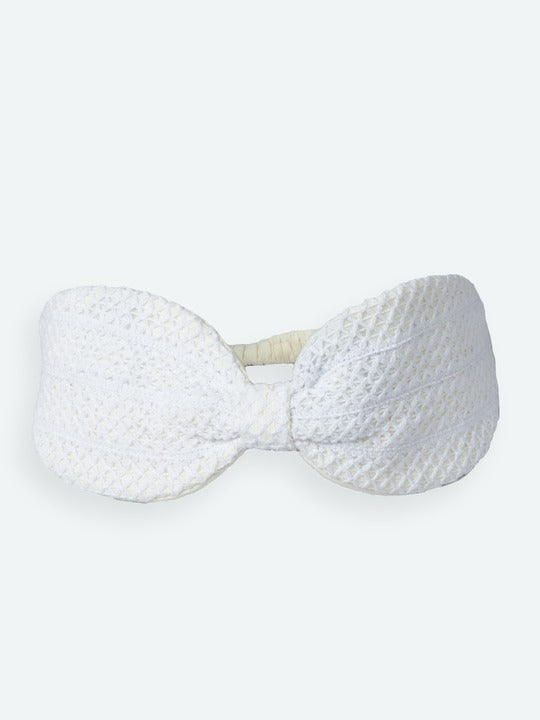 Women's White Honeycomb Lace Headband