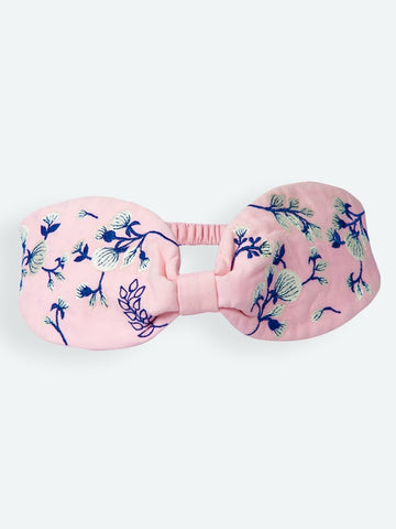 Women's Pink Floral Embroidered Headband