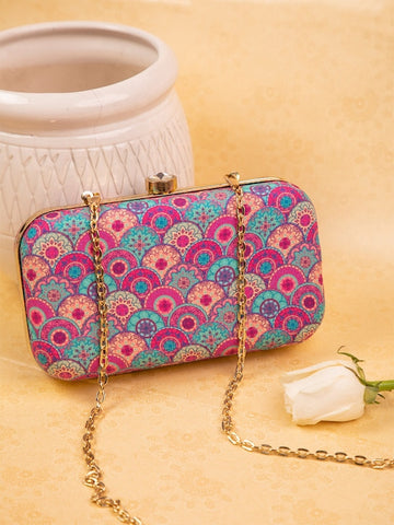 Abstract Floral Box Clutch