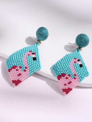 Turquoise Blue Pink Contemporary Drop Earrings
