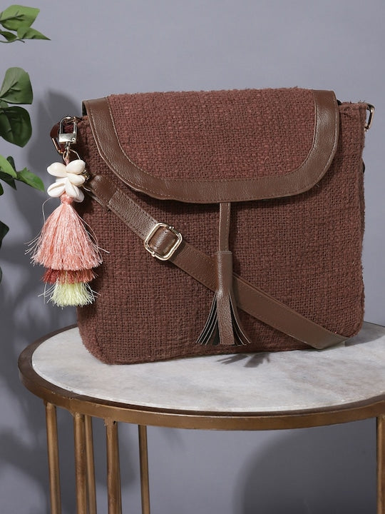 Brown Structured Sling Bag