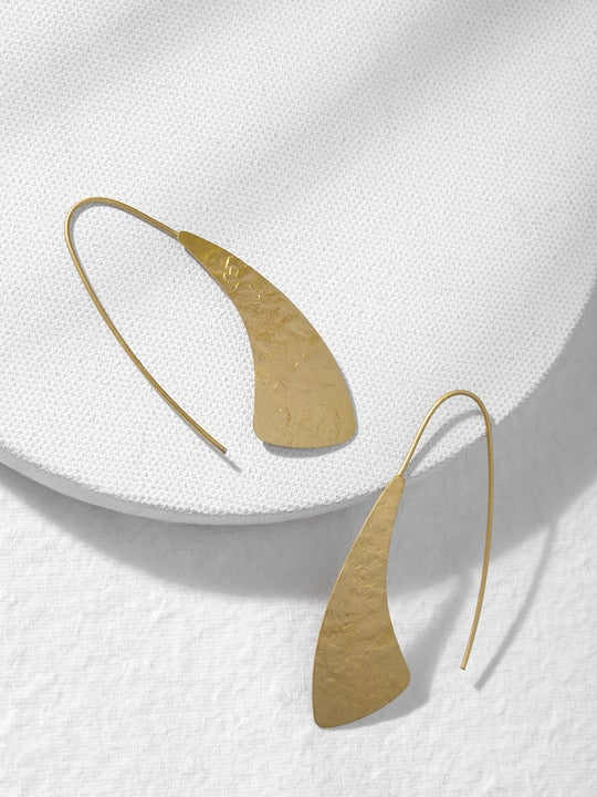 Gold-Toned Contemporary Brass Fancy Earwire Earrings