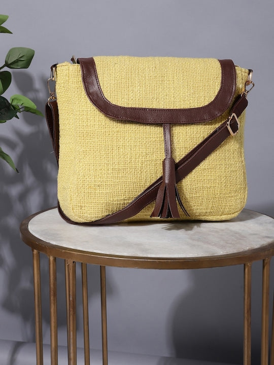 Yellow Structured Sling Bag
