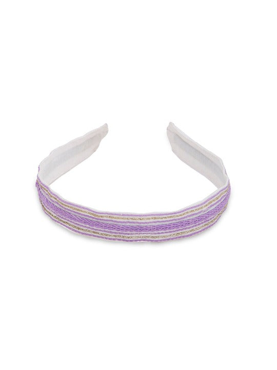 Women's White Purple Lace Structured Hairband