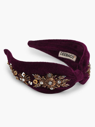 Women's Violet Royal Embellished Fabric Headband
