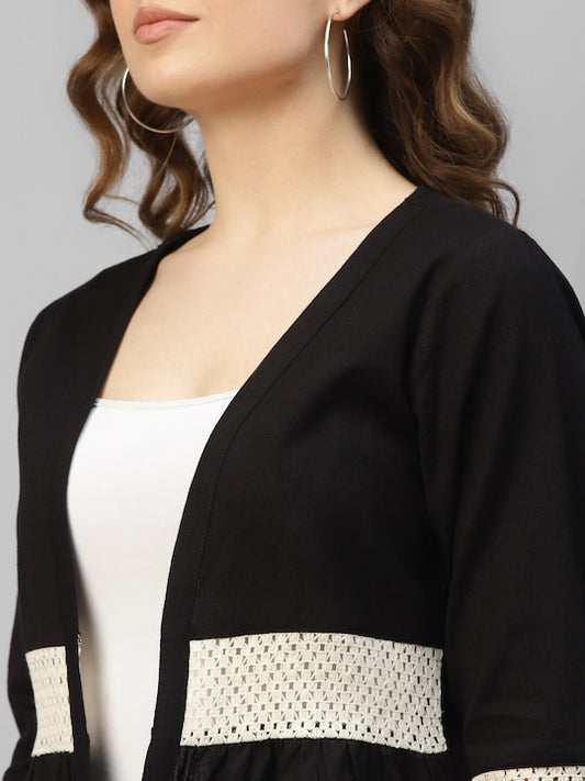 Women's V Neck Shrug With Lace