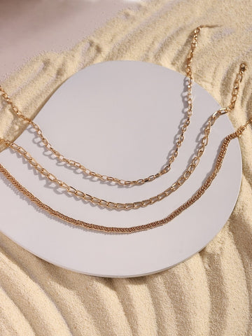 Gold-Toned Rose Gold-Plated Multi Layered Necklace